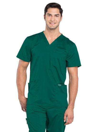 Men's 3-Pocket V-Neck Scrub Top - WW670 - Hunter Green