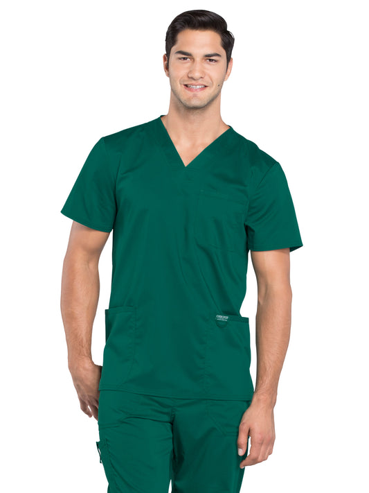 Men's 3-Pocket V-Neck Scrub Top - WW670 - Hunter Green