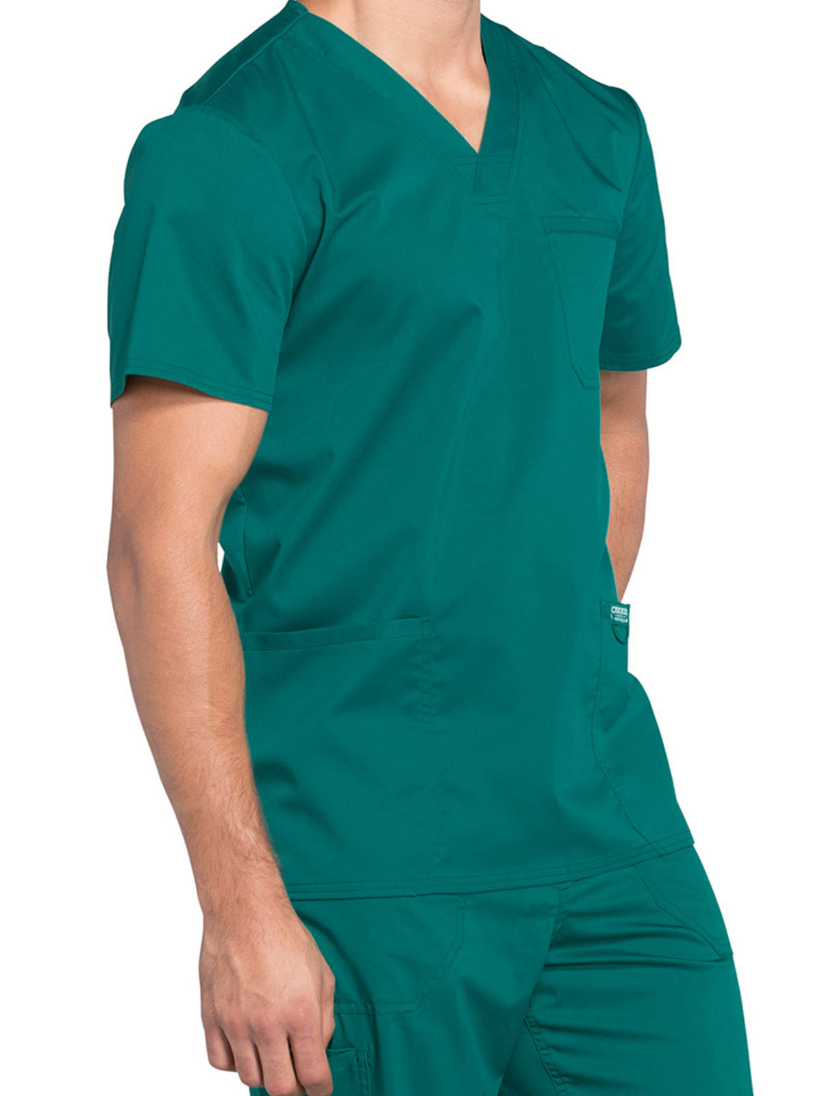 Men's 3-Pocket V-Neck Scrub Top - WW670 - Hunter Green