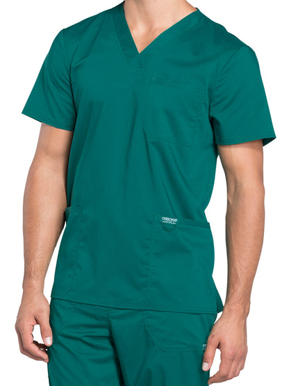 Men's 3-Pocket V-Neck Scrub Top - WW670 - Hunter Green