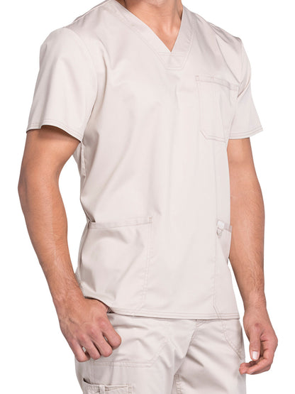 Men's 3-Pocket V-Neck Scrub Top - WW670 - Khaki