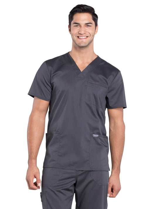 Men's 3-Pocket V-Neck Scrub Top - WW670 - Pewter