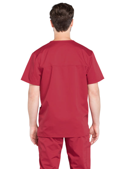 Men's 3-Pocket V-Neck Scrub Top - WW670 - Red