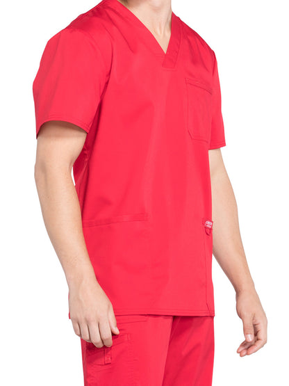 Men's 3-Pocket V-Neck Scrub Top - WW670 - Red