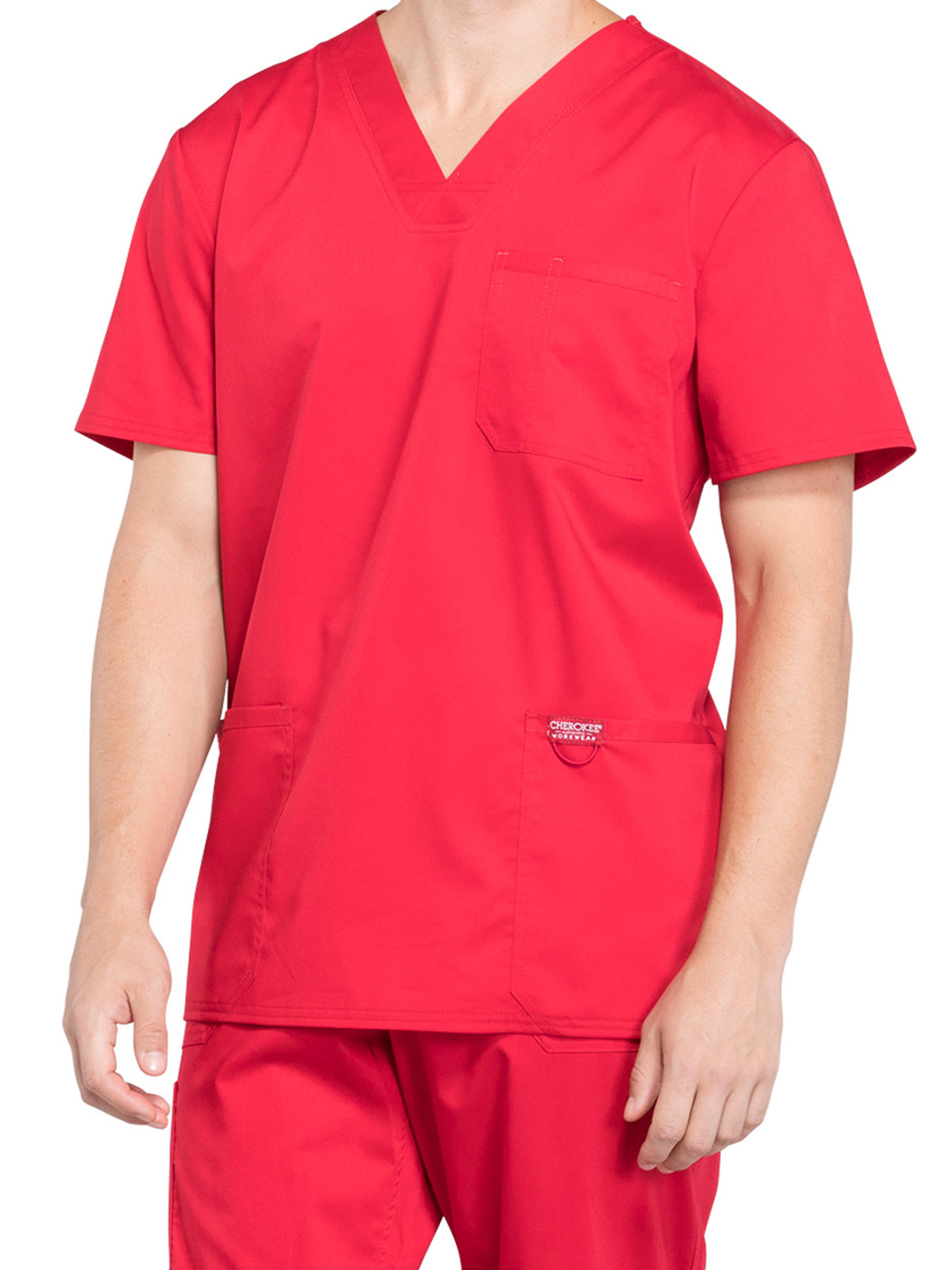 Men's 3-Pocket V-Neck Scrub Top - WW670 - Red