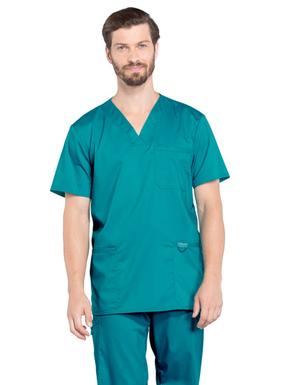 Men's 3-Pocket V-Neck Scrub Top - WW670 - Teal Blue