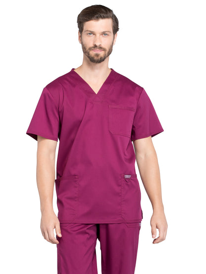 Men's 3-Pocket V-Neck Scrub Top - WW670 - Wine