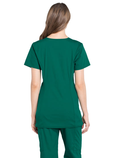 Women's 2-Pocket Maternity Mock Wrap Scrub Top - WW685 - Hunter Green