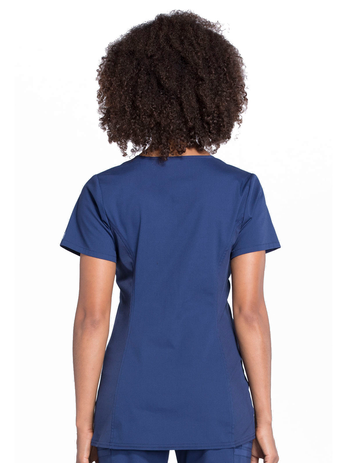 Women's 2-Pocket Maternity Mock Wrap Scrub Top - WW685 - Navy