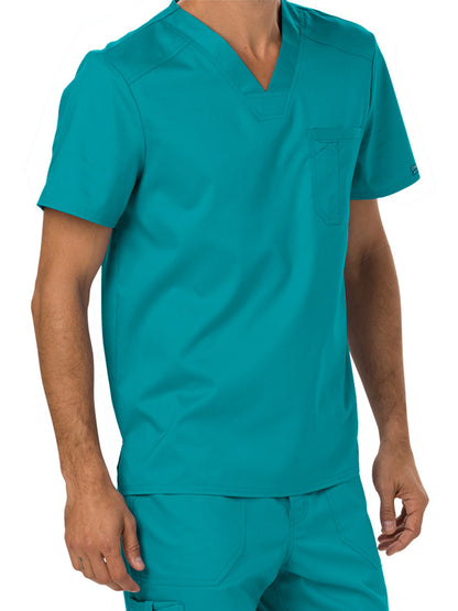 Men's 1-Pocket Tuckable V-Neck Top - WW690 - Teal Blue