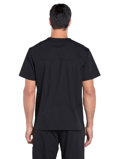 Men's 4-Pocket V-Neck Scrub Top - WW695 - Black