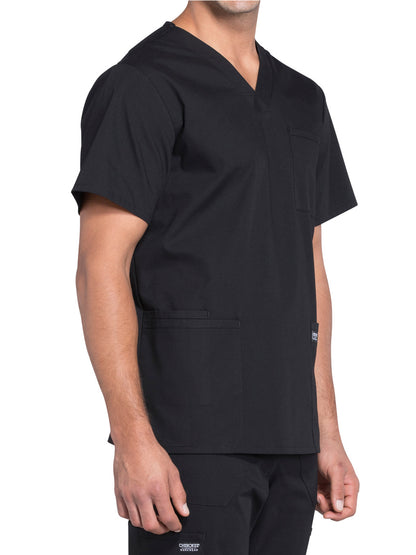 Men's 4-Pocket V-Neck Scrub Top - WW695 - Black