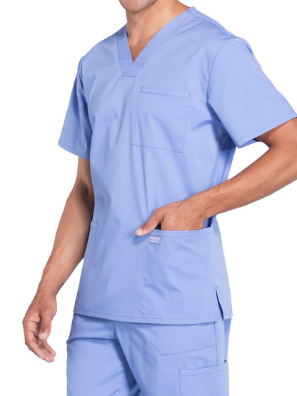 Men's 4-Pocket V-Neck Scrub Top - WW695 - Ciel Blue