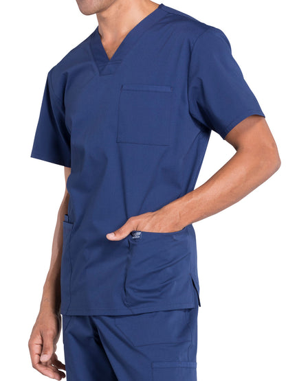 Men's 4-Pocket V-Neck Scrub Top - WW695 - Navy