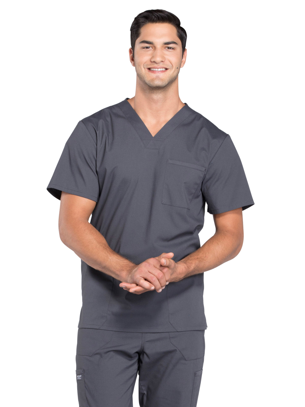 Men's 4-Pocket V-Neck Scrub Top - WW695 - Pewter