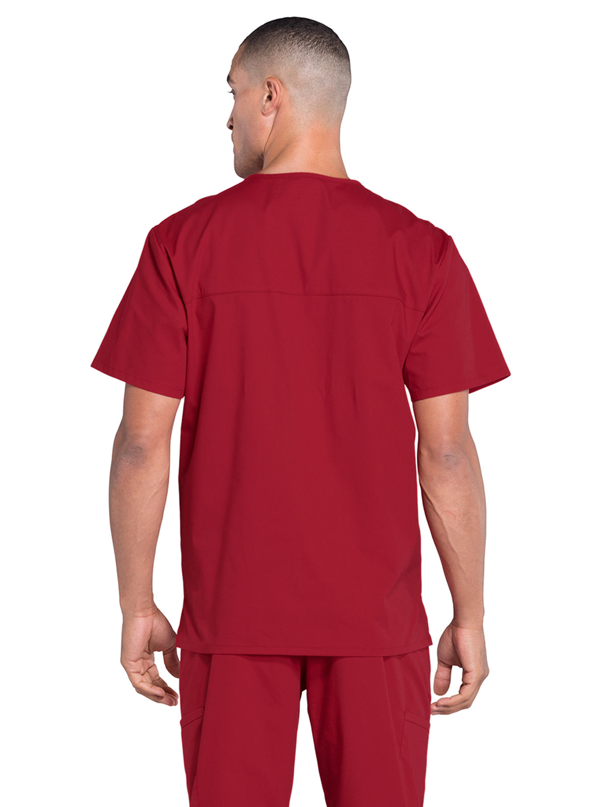 Men's 4-Pocket V-Neck Scrub Top - WW695 - Red