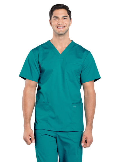 Men's 4-Pocket V-Neck Scrub Top - WW695 - Teal Blue