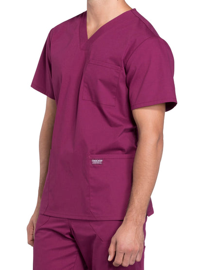 Men's 4-Pocket V-Neck Scrub Top - WW695 - Wine