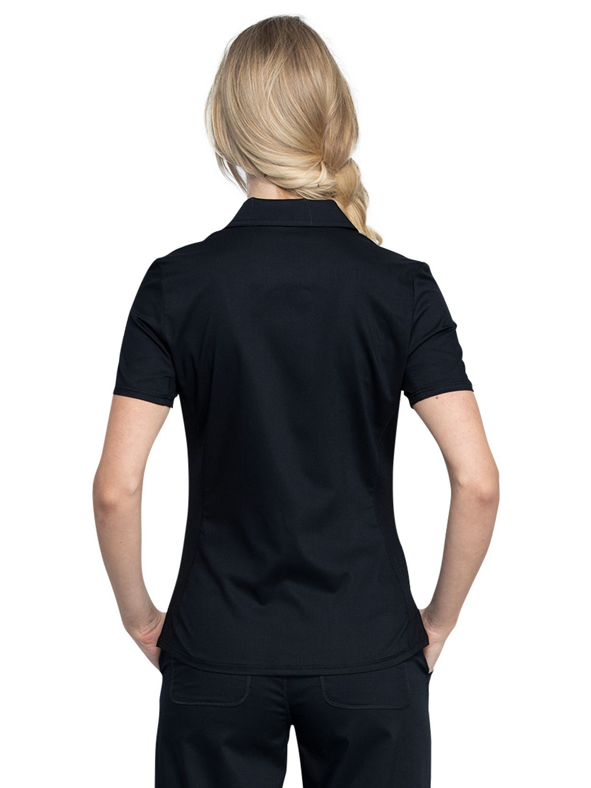 Women's 1-Pocket Tuckable Snap Front Polo Shirt - WW698 - Black