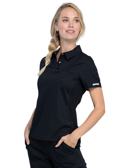 Women's 1-Pocket Tuckable Snap Front Polo Shirt - WW698 - Black