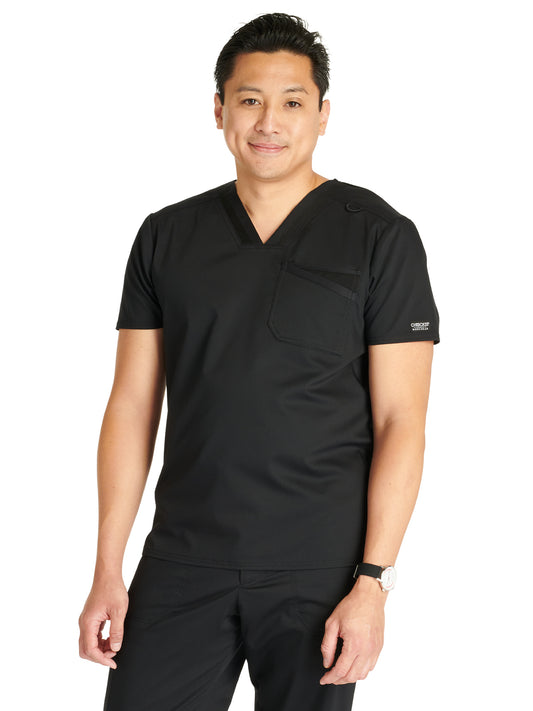 Men's V-Neck Scrub Top - WW751 - Black