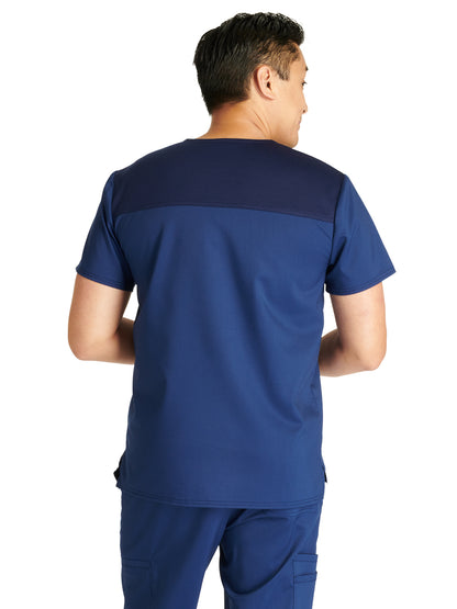 Men's V-Neck Scrub Top - WW751 - Navy