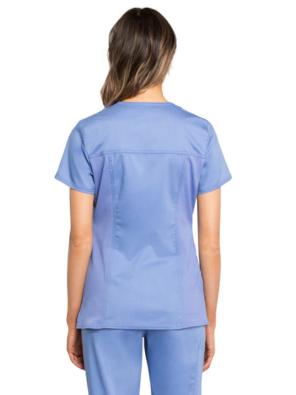 Women's V-Neck Scrub Top - WW770AB - Ciel Blue