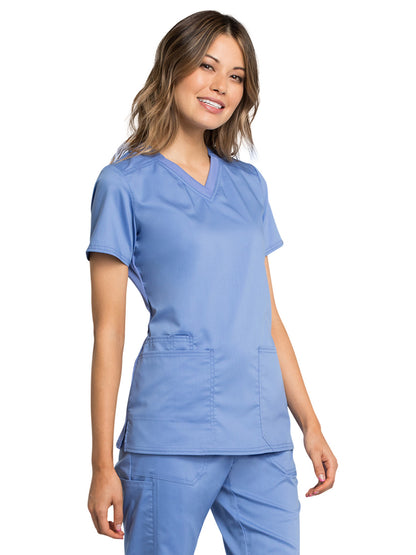 Women's V-Neck Scrub Top - WW770AB - Ciel Blue