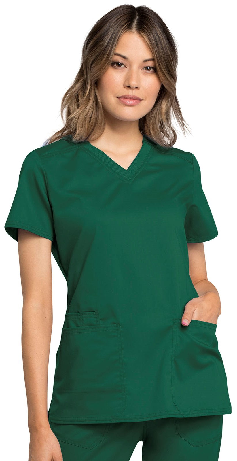 Women's V-Neck Scrub Top - WW770AB - Hunter Green