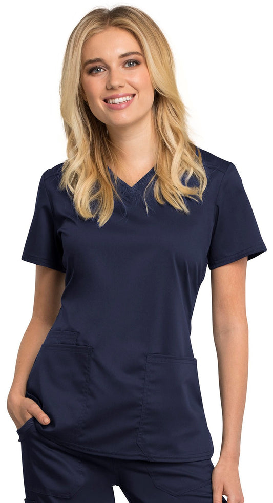 Women's V-Neck Scrub Top - WW770AB - Navy