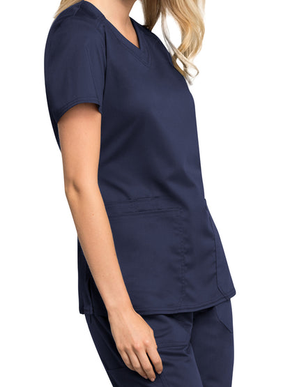 Women's V-Neck Scrub Top - WW770AB - Navy