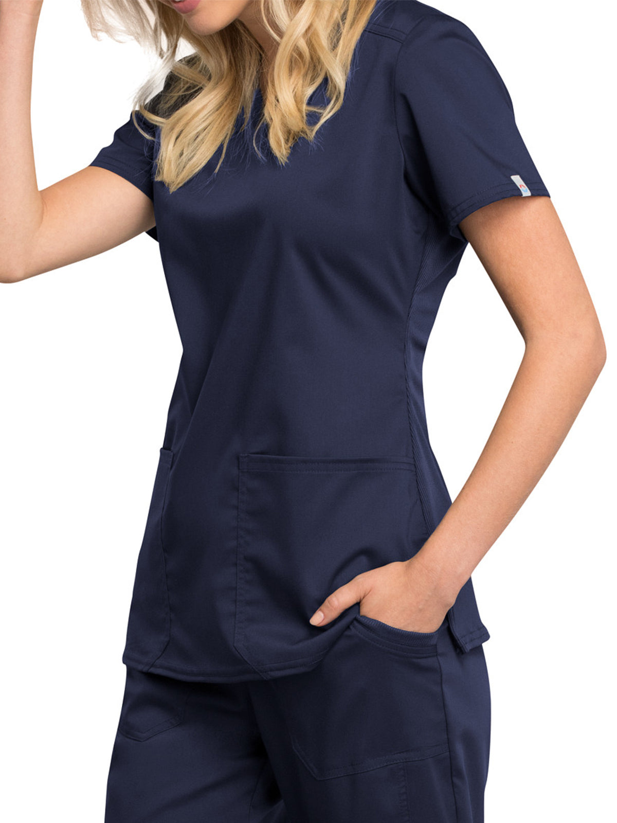 Women's V-Neck Scrub Top - WW770AB - Navy