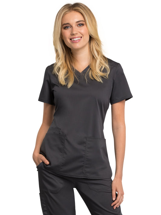 Women's V-Neck Scrub Top - WW770AB - Pewter