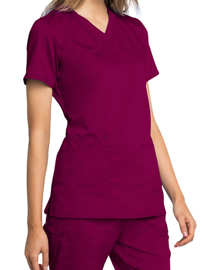 Women's V-Neck Scrub Top - WW770AB - Wine