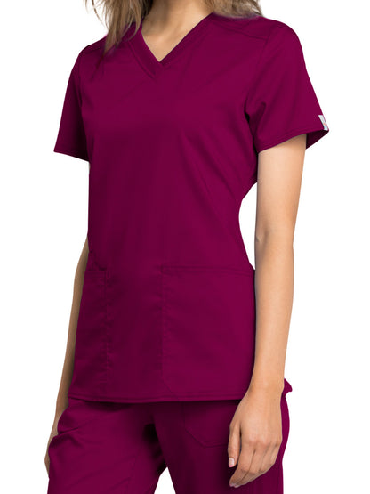 Women's V-Neck Scrub Top - WW770AB - Wine