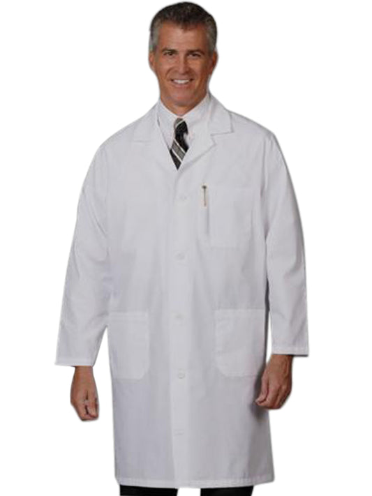 Men's Three-Pocket 39" Staff-Length Lab Coat - 412 - White