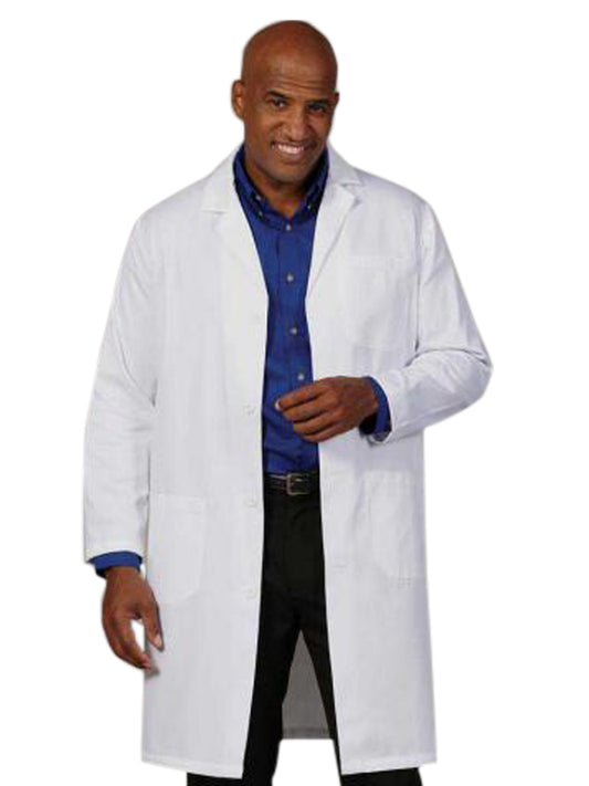Men's Three-Pocket 41" Knee-Length Lab Coat - 433 - White