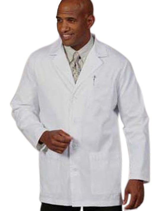 Men's Three-Pocket 34" Mid-Length Lab Coat - 447 - White
