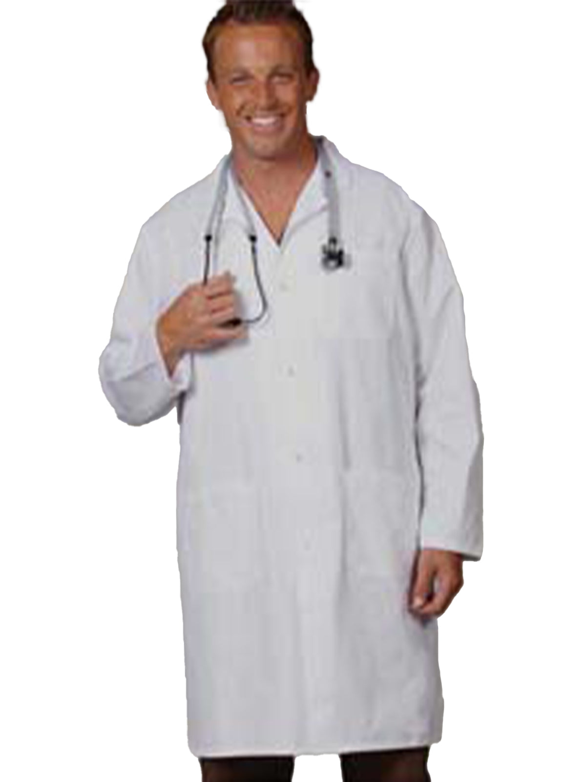 Men's Three-Pocket 41" Full-Length Snap Front Lab Coat - 471 - White