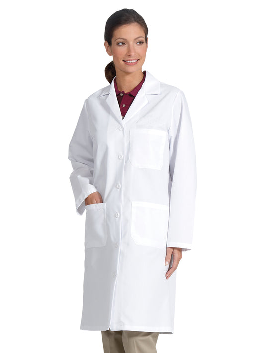 Women's Three-Pocket 39" Full-Length Lab Coat - 477 - White