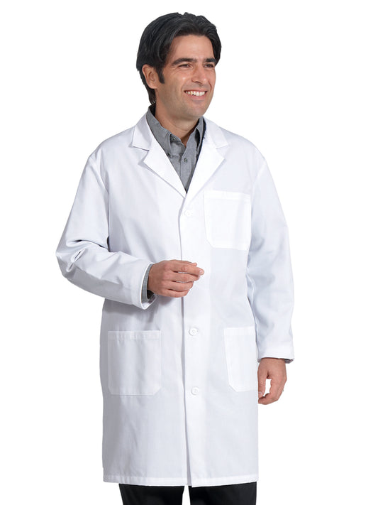 Men's Three-Pocket 39" Staff-Length Lab Coat - 499 - White
