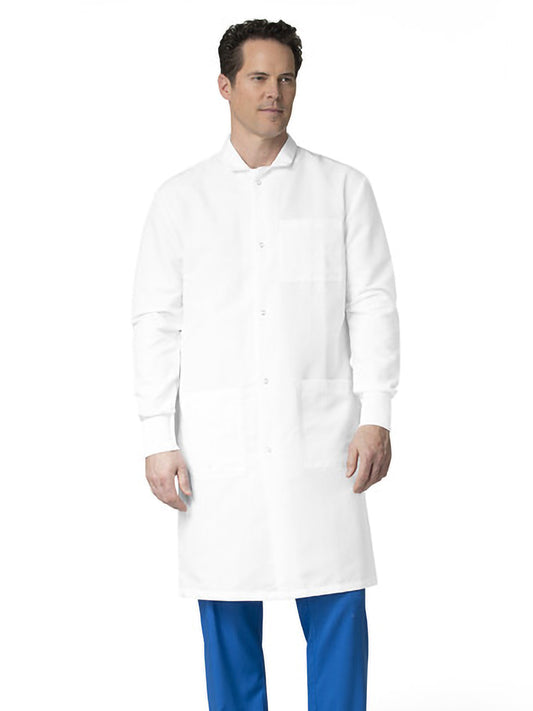 Unisex Three-Pocket Snap-Front Comfort Back Barrier Protective Lab Coat - 6410 - White