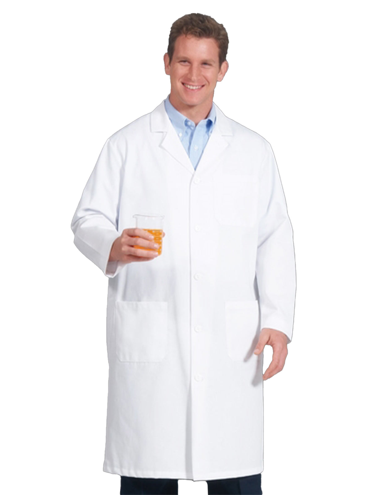 Men's Three-Pocket 45" Full-Length Extra Long Lab Coat - 6499 - White