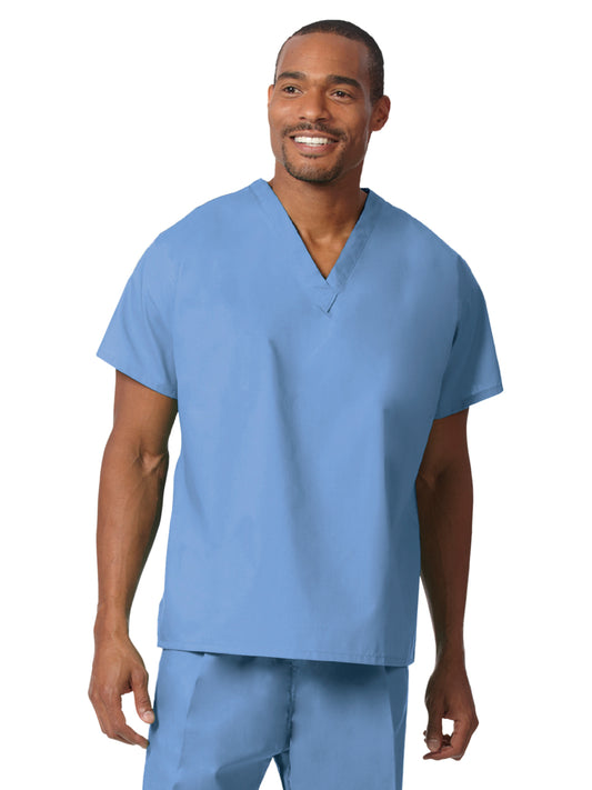 Unisex No Pocket Reversible Set-In Sleeve Scrub Shirt - 6674 - Ciel Blue