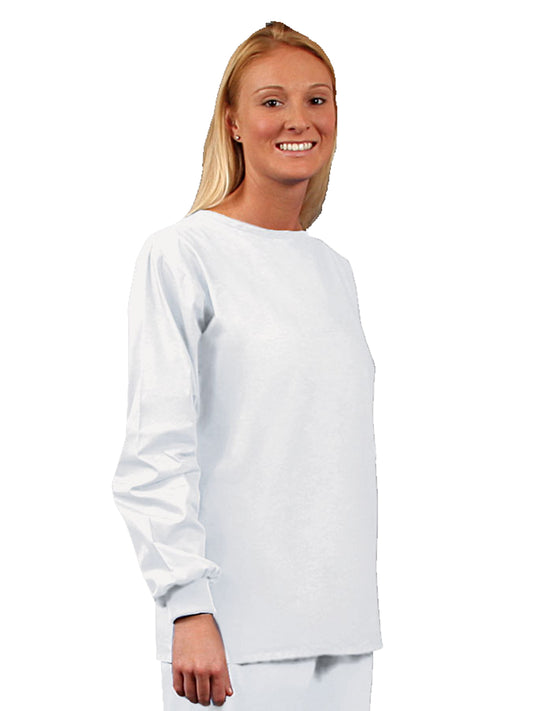 Unisex No Pocket Long Sleeve Scrub Shirt - 6728 - White