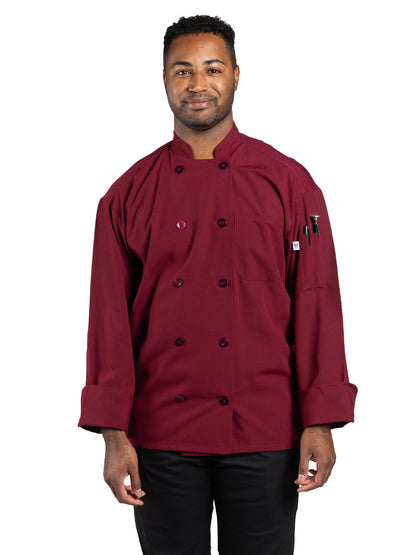 Unisex Reinforced Bar Tacking Chef Coat - 0422 - Burgundy