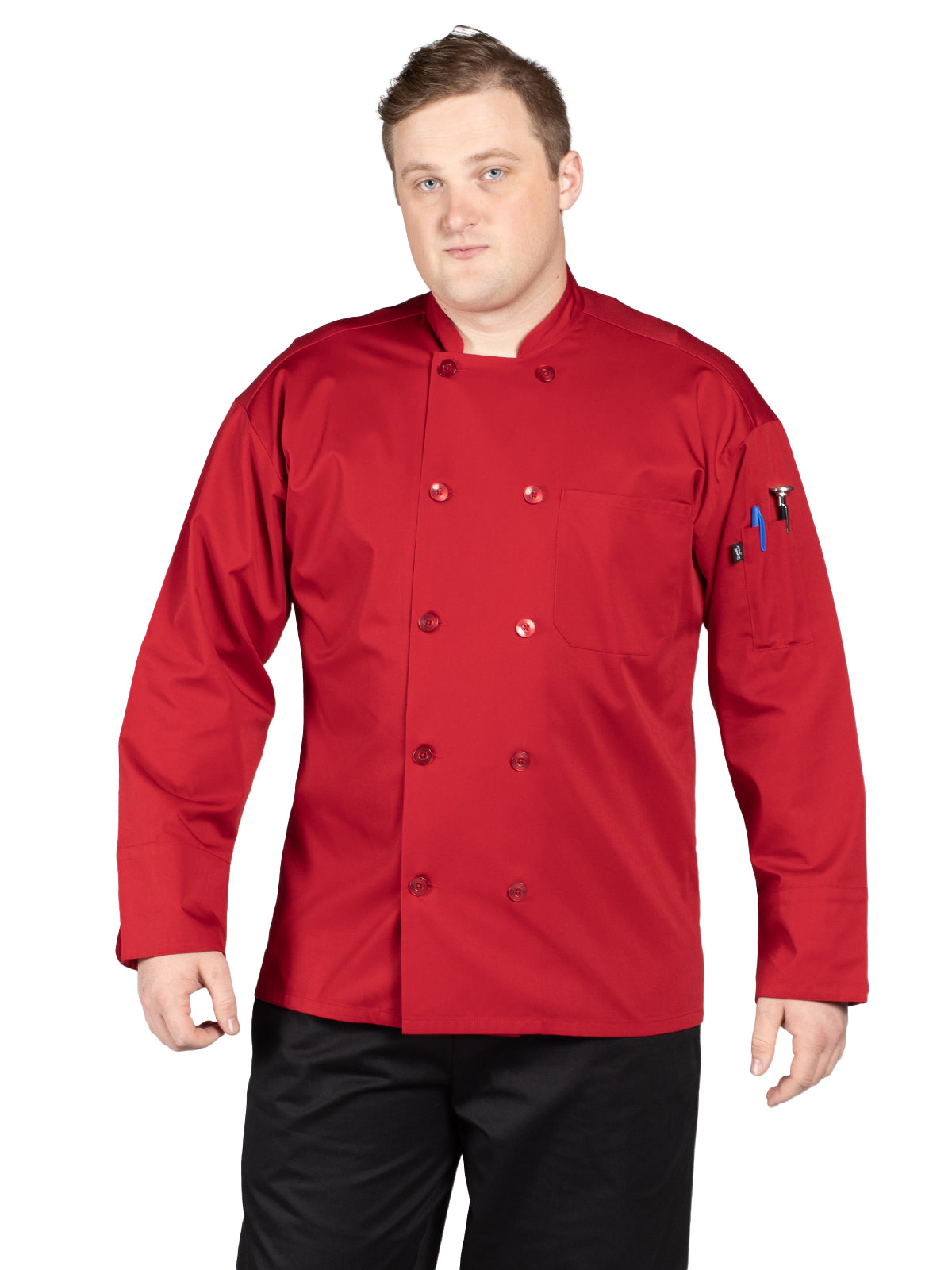 Unisex Reinforced Bar Tacking Chef Coat - 0422 - Red