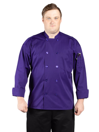 Unisex Reinforced Bar Tacking Chef Coat - 0422 - Grape