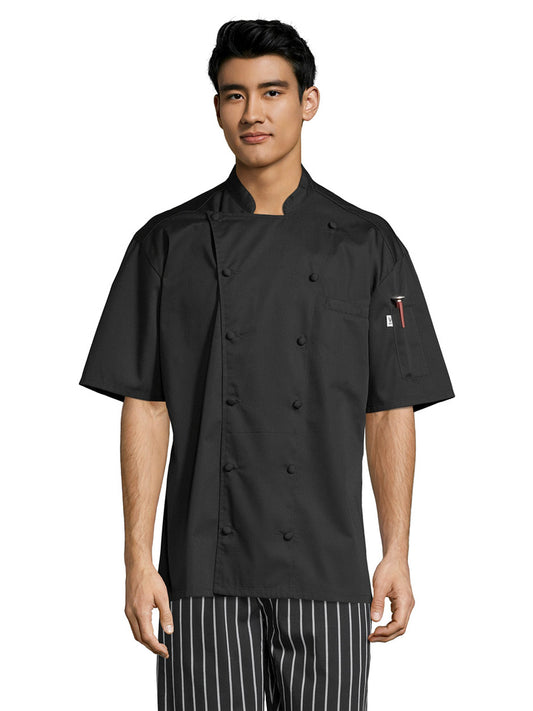 Unisex Reinforced Bar Tacking Chef Coat - 0480 - Black