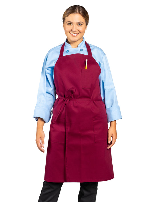 Unisex Pencil Pocket Apron - 3004 - Burgundy